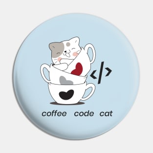 coffee code cat - meow Pin