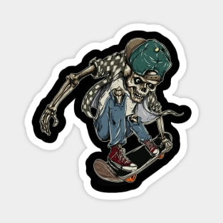 skull skeleton skateboard - Skate or Die Magnet