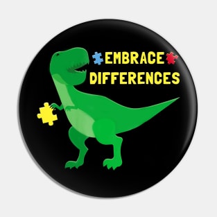 Autism Awareness Shirt Kids Women Men Dinosaur Puzzle Piece Pin