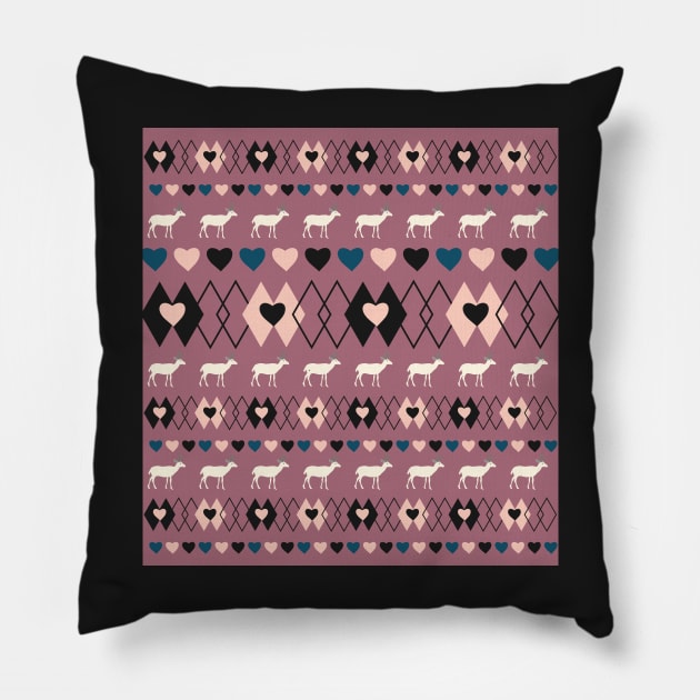 Romantic pattern with deer in purple Pillow by cocodes