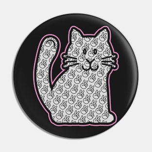 PEACE CAT STICKER | PINK AND GRAY Pin