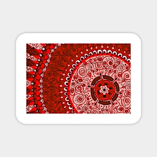 Red, Black and White Mandala Magnet