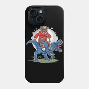 cute pug dog riding a t-rex Phone Case