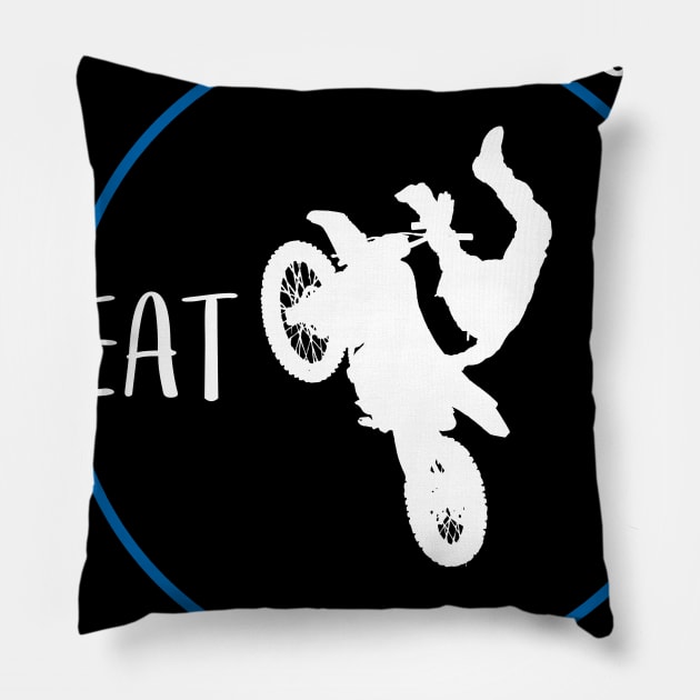 Motocross Eat Sleep Repeat Gift For Motocross Racers Pillow by OceanRadar