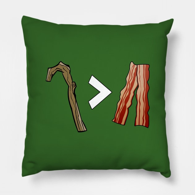 My Stick is Better than Bacon - equation Pillow by Rackham