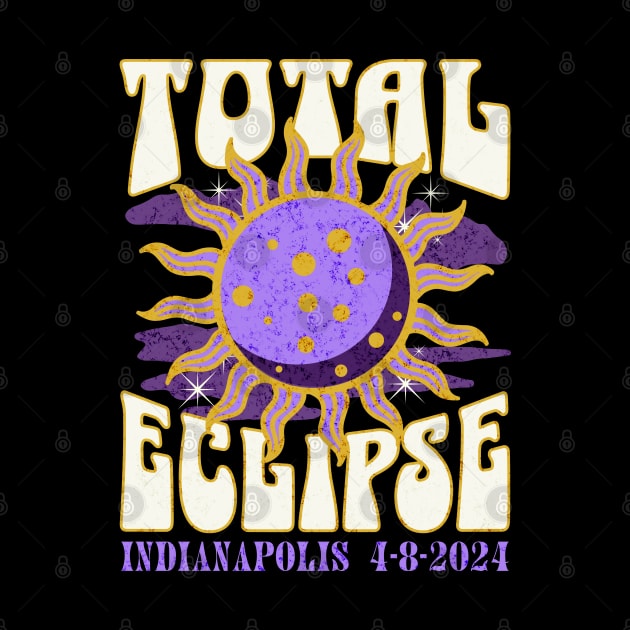 Total Eclipse 2024 Indianapolis Retro Groovy by daisyblue