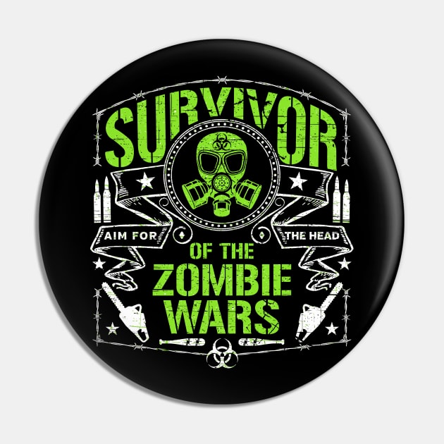 Halloween Survivor of the Zombie Wars Pin by RadStar