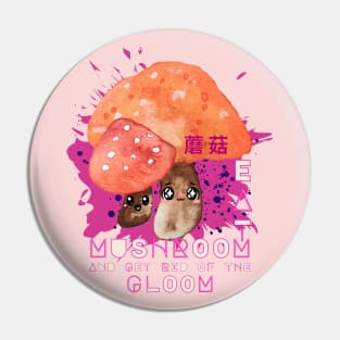 Orange X Pink Kawaii Mushrooms Pin
