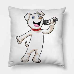 Dog as Singer with Microphone Pillow