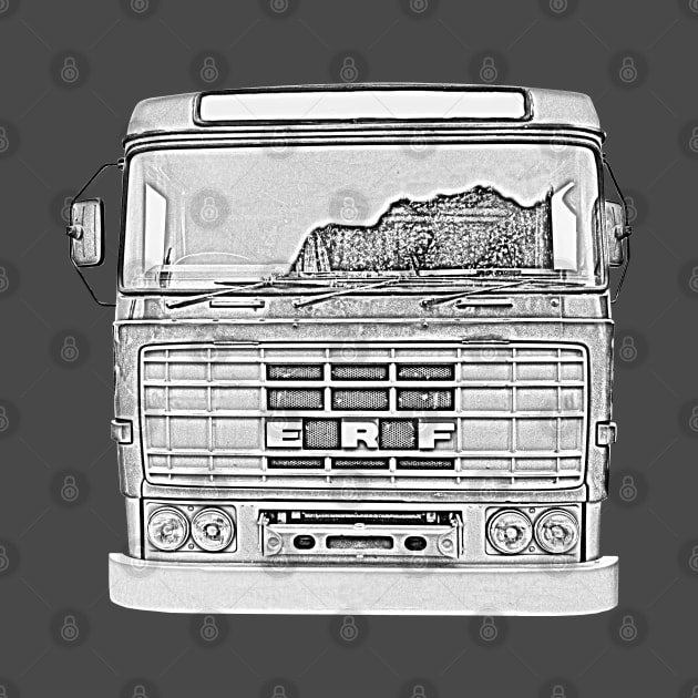 Vintage 1970s ERF B Series lorry monochrome photo by soitwouldseem