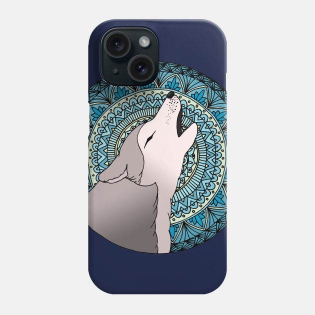 Wolf Howling Moon Mandala Phone Case by julieerindesigns