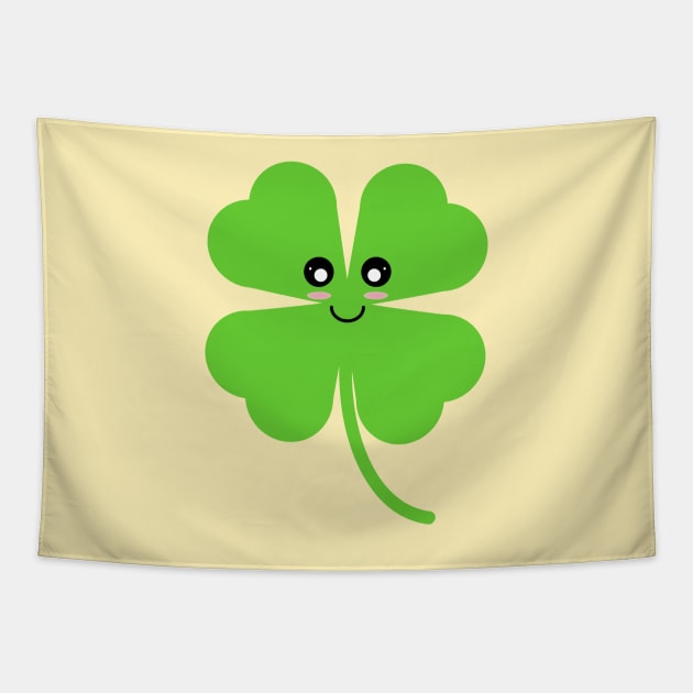 Cute Lucky Shamrock in Yellow Background Tapestry by Kelly Gigi