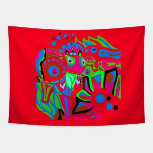 Crimson dinamic alien Tapestry