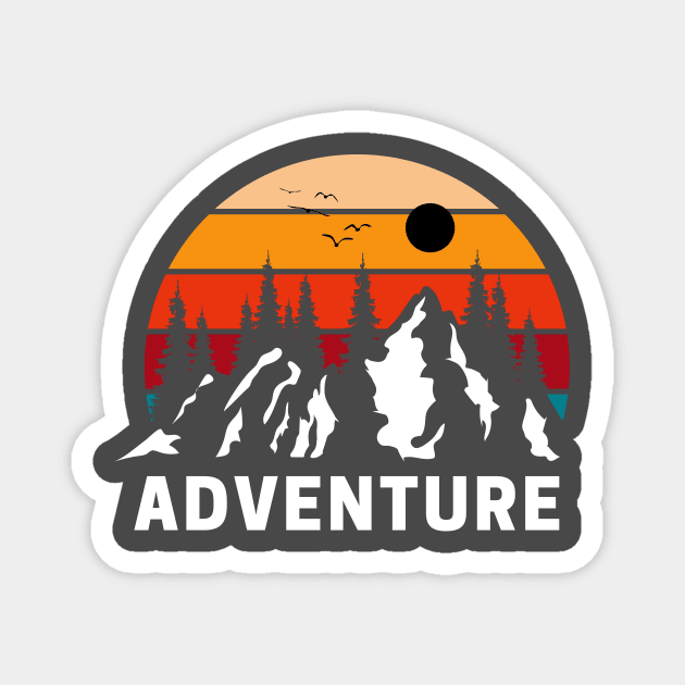 Retro Adventure Black & Orange Expedition Magnet by neverland-gifts