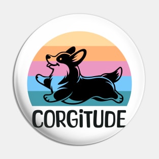 Corgitude Corgi Attitude on Colorful Sunset Pin
