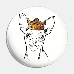 Smooth Chihuahua Dog King Queen Wearing Crown Pin