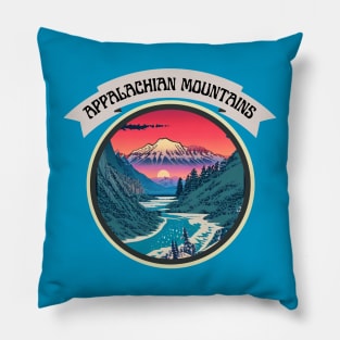 Vintage Retro Appalachian Mountains in Magical Hiking Trails Lake Life Pillow