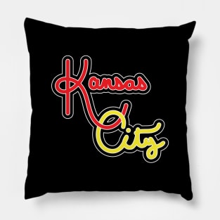 Vintage Kansas City Red And Yellow Hand Drawn Script For KCMO Locals Pillow