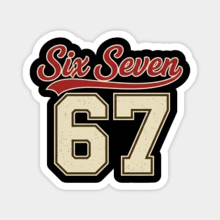 Number 67 Six Seven Baseball Jersey Style Team 67 Meme Sports Design Magnet