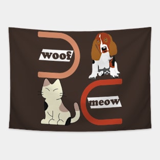 Cat Dog Wow Tapestry