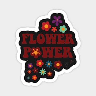 Fun Fall Colors Flower Power Seamless Pattern Graphic Print Magnet