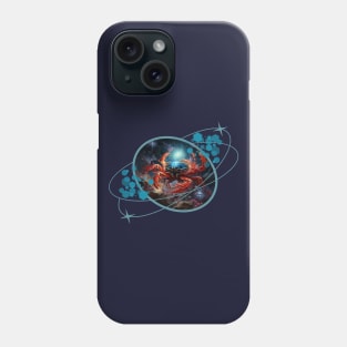 Galactic Crab, Alien Crab amidst Space Bubbles and Planetary Vibes Phone Case