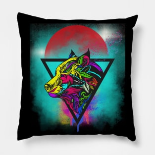 Blood Moon Bear Wolf Hybrid Pillow