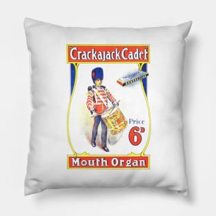 Vintage Mouth Organ Advertising Pillow