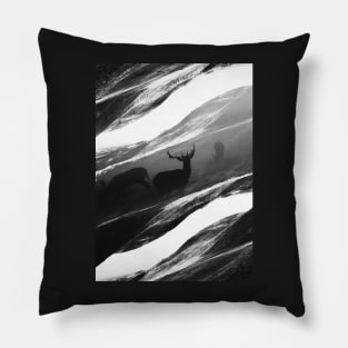 Oh Deer Black Pillow