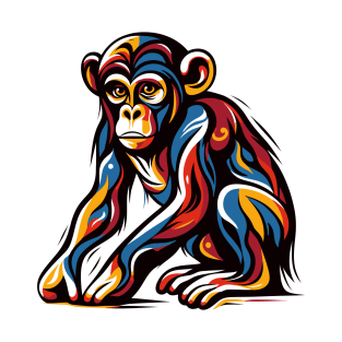 Pop art monkey illustration. cubism illustration of monkey T-Shirt