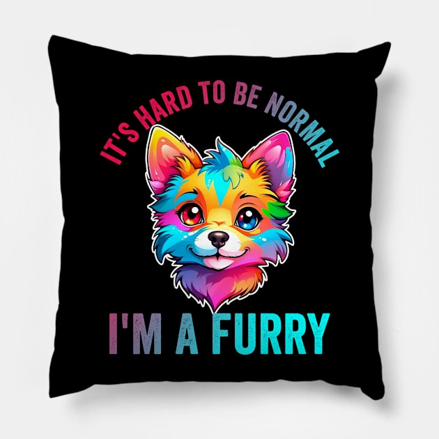 Furry Fandom Quote Cute Fursona Anthro Art Pillow by Visual Vibes