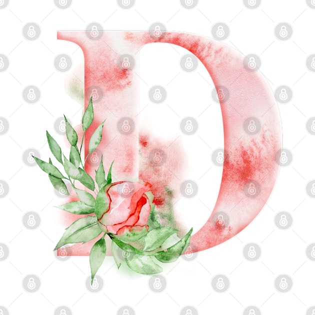 Floral Watercolor Monogram - D by MysticMagpie