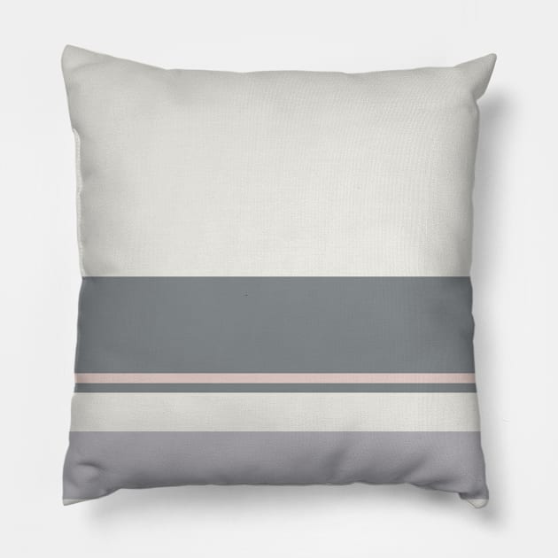 A magnificent layout of Very Light Pink, Philippine Gray, Silver and Light Grey stripes. Pillow by Sociable Stripes