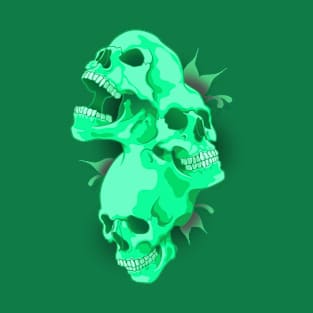 Morphed Skulls Green T-Shirt