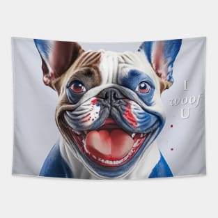 [AI Art] Red, blue and white French Bulldog Tapestry