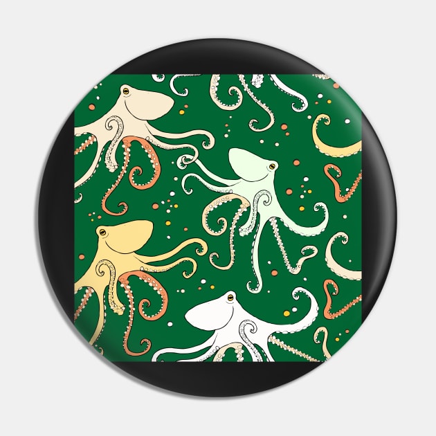 happy octopus on green Pin by kobyakov