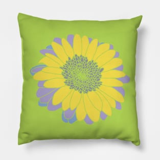 Yellow Gray and Purple Flower Drawing Pillow