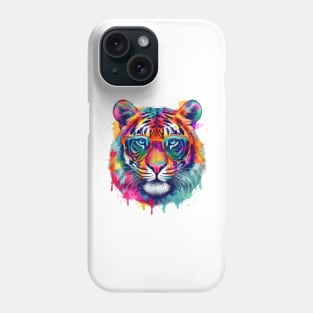 Colorful Tiger with Glasses Phone Case