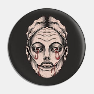 Scary Women Face, Bloody Eyes Pin