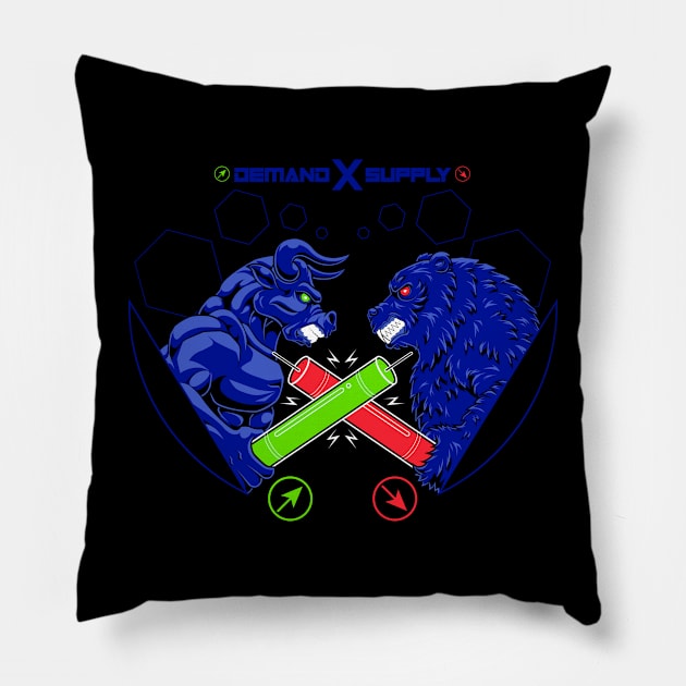 Bull Vs Bear Pillow by AllanDolloso16