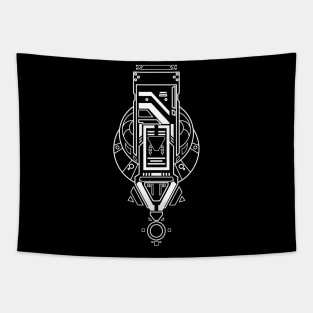 white line art medalion ornamental emblem design Tapestry