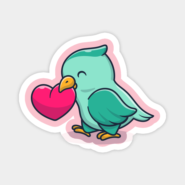 Cute Bird With Love Heart Cartoon Magnet by Catalyst Labs