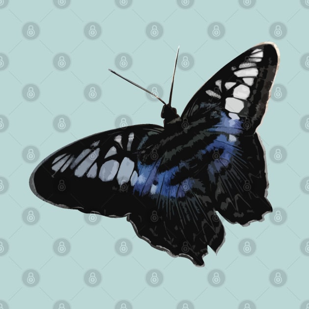 Blue and Black Butterfly Sticker by emadamsinc