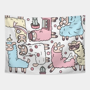 Fluffy pastel alpaca pattern Tapestry