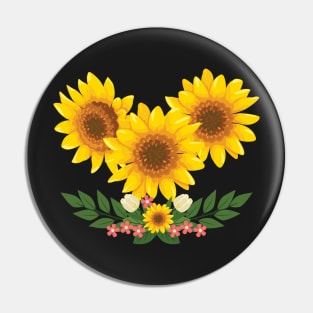 Painted Sunflower Bouquet Pin