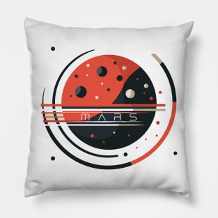 Minimalist Mars Logo, Outer Space Milky Way Astronomy Art Pillow