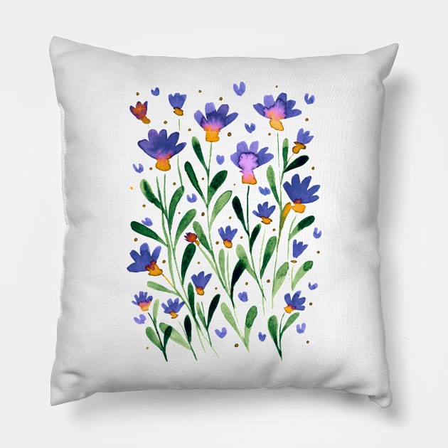 Forget me not flowers - violet Pillow by wackapacka