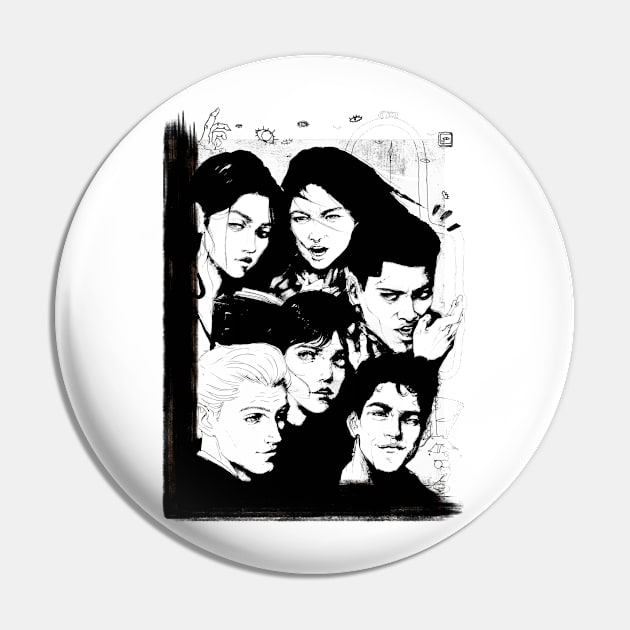 The Atlas Six - 2021 Edition - black and white Pin by LittleChmura