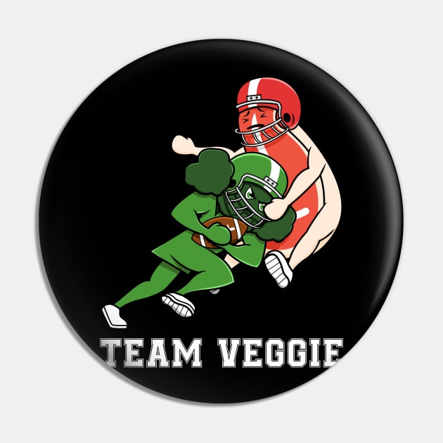 Team Veggie Football - Vegetarian Plant Powered Pin by jkshirts