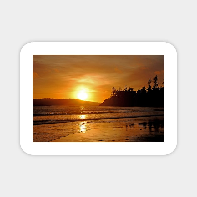 Sunset Long Beach Tofino Vancouver Island Canada Magnet by AndyEvansPhotos